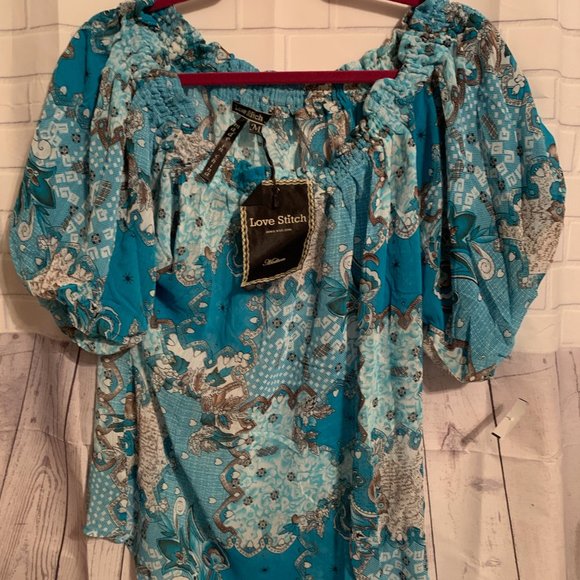 NWT TUNIC BLOUSE, U WEAR ON OR OFF SHOULDERS - Picture 4 of 4